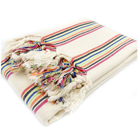 Serviette de bain Peshtemal de luxe moderne à rayures arc-en-ciel de qualité supérieure 90x180cm 400gr en mousseline absorbante à séchage rapide pour l'été