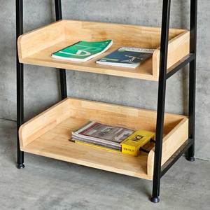 Étagère à livres trapézoïdale moderne CASAN à 4 niveaux 60x36x126cm en bois d'hévéa KS68092, type support pour salon, bureau, chambre d'enfant, chambre à coucher - Product Image 6