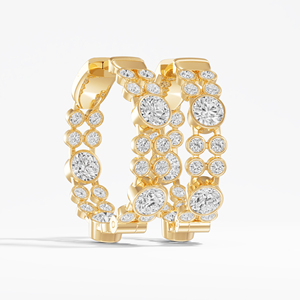 Round Lab Grown Diamond <b>Hoops</b> Earrings 3.06 ctw in 14K 18K Yellow <b>Gold</b> Handmade Stylish Jewelry Bulk Supply - Product Image 1