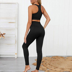 MEILLEUR Vêtements d'entraînement de gymnastique respirants pour femmes Meilleur soutien-gorge de sport Leggings Ensemble de yoga Motif solide Ensemble de deux pièces avec logo avant - Product Image 5