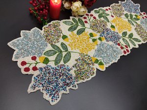 Chemin de table floral perlé fait à la main de luxe pièce maîtresse multicolore pour décor d'Halloween de table à manger - Product Image 6
