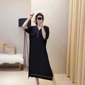 Tops de dormir de verano de talla grande para mujer, camisón de Modal de manga corta, ropa de casa holgada, bolsillo, cintura elástica, ropa de dormir transpirable - Product Image 4