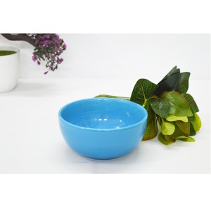 Tazón de Cerámica Azul Simple de Lujo, Tazón para Palomitas de Maíz, Diseño Único, Tazón de Cerámica Color Marfil de Lujo Real para Uso en Interiores y Exteriores - Product Image 4