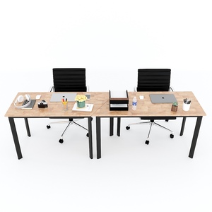 245x60cm Rubber Wood Minimalist <b>Office</b> Furniture Set of 2 Interconnected Trapezoidal <b>Tables</b> HBLG030 - Product Image 2