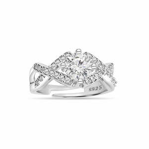 Anillo de Plata 925 Infinity Love, Talla Única, Estilo Vintage, Anillo de Compromiso Religioso con Incrustaciones de Diamantes Tallados, Engaste Geométrico con Garras, Baño de Latón - Product Image 3