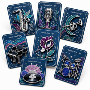 Badges de revers personnalisés en émail musical, en alliage de zinc plaqué argent, émail dur, objets de collection artistiques - Product Image 1