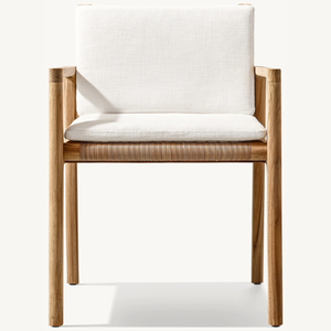 Chaise en teck écologique à prix avantageux, style moderne avec accoudoirs en rotin pour une personne, utilisation en extérieur - Product Image 1