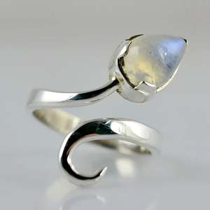 925 Sterling Silver Rainbow Moonstone <b>Statement</b> <b>Ring</b> Handmade Boho June Birthstone Jewelry 18K Perfect Gift for Her Birthday - Product Image 4