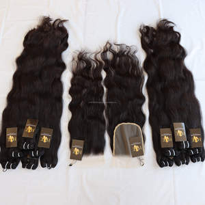 Mechones de cabello humano virgen rizado con cierre Frontal, extensiones de cabello Natural peruano liso de grado 10a, 100% - Product Image 1