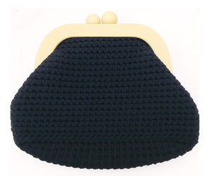 Pochette en crochet faite à la main, bleu marine, avec fermoir, style soirée, couleur unie, sac à main pour femme - Product Image 3