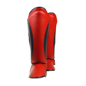 2024 plus haute qualité en cuir véritable MMA coup de pied boxe protège-tibia cou-de-pied protecteur de jambe pour l'entraînement au combat d'arts martiaux - Product Image 2