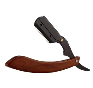 Hoja de acero inoxidable de alta calidad, corte recto, salón de peluquería, maquinilla de afeitar con mango de madera - Product Image 1