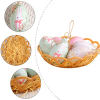 Décorations de Pâques : Œufs suspendus, Panier tressé, Décorations de table de Pâques, Fournitures pour fêtes de printemps à la maison, Cadeau de saison, Décoration de saison