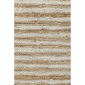 พรมปูพื้นลายทางสีเบจน้ำตาลถักมือจากเส้นใยปอกระเจาและป่าน  แบบทอเรียบ สำหรับบ้าน ทางเดิน รูปทรงสี่เหลี่ยมผืนผ้า ลายพิมพ์นามธรรม-PKJT-156 - Product Image 3