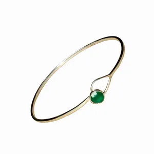 Onyx vert pour hommes, bijoux à la mode, ajustables, bracelet en argent, très joli SBA24