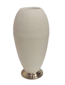 Jarrón decorativo moderno con cuerpo texturizado y base con acabado de metal, ideal para una elegante decoración interior del hogar y una exhibición de mesa - Product Image 2
