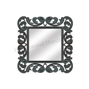 Marco de espejo antiguo blanco quemado de lujo hecho a mano MDF madera tallada forma cuadrada montado en la pared MARCO DE ESPEJO artístico decorativo para el hogar - Product Image 3