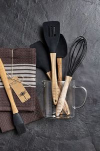 Cuchara de cocina de madera natural y resina con soporte Utensilio de cocina para el mejor color superior - Product Image 6