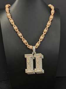 จี้เพชรโมอิสซาไนต์เงินแท้ 925 สไตล์ฮิปฮอป ดีไซน์ตัวเลขทรงบาแกตต์  พร้อมสร้อยคิวบาลิงค์  จี้ใหม่  สวยงาม - Product Image 6