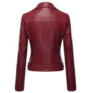 Chaqueta de Cuero Genuino para Mujer, Tejido Sólido, Transpirable, de Secado Rápido, para Invierno, con Cierre, a la Moda, en Venta - Product Image 3
