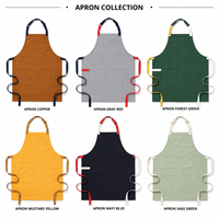 Tablier classique robuste réutilisable en toile noire avec poches tissées, lavable en machine, résistant à l'eau, écologique, pour la cuisine quotidienne