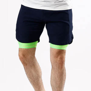 Los mejores pantalones cortos de compresión de cintura elástica de calle alta para hombres, Material no tejido teñido liso, patrón sólido, Top transpirable de secado rápido - Product Image 1