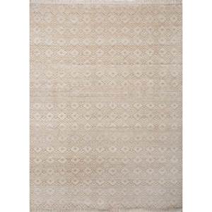 Alfombra de Lana Anudada a Mano Erbe AKWT-1119, Color Marfil, Estilo Kilim, Geométrica, para Decoración de Sala de Estar, Pasillo y Hogar - Product Image 1