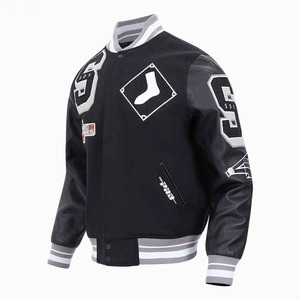 2026 NEW Custom Logo Men's High Quality Vintage Winter Stand Collar <b>Canvas</b> Breathable Baseball Letterman Varsity Jacket - Product Image 2