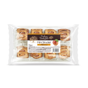 Mini Strudels aux abricots frais traditionnels, en forme de rouleau, fruités, emballés sous vide, 135g x 18 pièces - Product Image 1