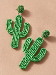 Pendientes de Palmera Color Verde Azulado Bronceado con Cuentas Tejidas, Joyería de Moda, Proveedor Mayorista, Accesorios de Moda de Verano - Product Image 3