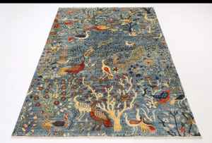 พรมอูแซคสีฟ้า9x12ขนแกะถักมือสไตล์ตุรกีปรับแต่งได้สำหรับทุกห้อง - Product Image 2