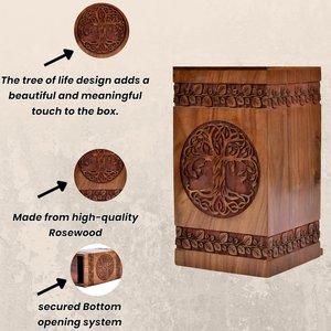 Urne funéraire Arbre de vie pour homme, artisanale, pour cendres d'adulte, urne funéraire simple pour cérémonie funéraire humaine - Product Image 6