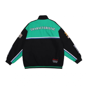 Chaqueta de NASCAR de algodón orgánico 100% con diseño personalizado al por mayor, chaqueta de hombre con logotipo bordado OEM para coche, moto y carreras, características hechas en Pakistán - Product Image 2