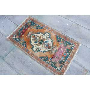 Alfombra de 2x3.5 pies, Alfombra Turca Vintage Pequeña, Alfombra de Lana Azul - Product Image 2