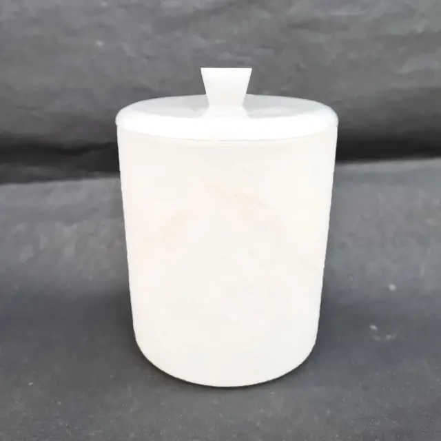 Vaso portacandele in alabastro bianco in pietra naturale con coperchio con manopola manopola in metallo portacandele contenitore in cera supporto votivo con coperchio in pietra