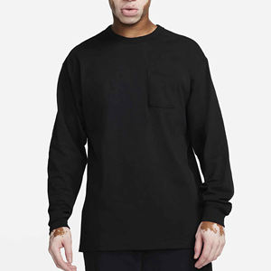 T-shirt à manches longues de haute qualité 100% coton polyester Vêtements unis Mode Homme Femme Respirant Col rond T-shirt à manches longues - Product Image 1