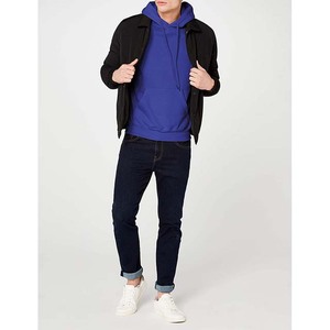 Customizable Blue Kangaroo Pocket <b>Hoodie</b> for <b>Men</b> 65% Cotton 35% <b>Fleece</b> Breathable Winter Basics with Embroidered Logo OEM - Product Image 4