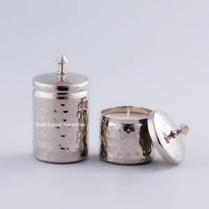 Porte-bougie rond en métal argenté pour bougies chauffe-plat, contenants pour bougies, cadeaux et décoration intérieure, rempli de cire - Product Image 4