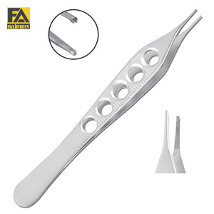 Pince à tissu Adson avec poignée fenestrée) 1x2 dents pointe régulière incurvée - Product Image 1