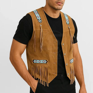 Gilet en cuir de cowboy pour homme de haute qualité à bas prix Nouveau design Prix bas Respirant Gilet en cuir de cowboy pour homme - Product Image 5