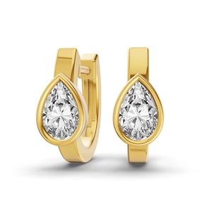Teardrop Pear Lab Grown Diamond <b>Huggie</b> Earring 1.00 Ct Tw F-G Color VS Clarity 2 Diamonds 14K <b>Solid</b> <b>Gold</b> Minimalist Solitaire - Product Image 2