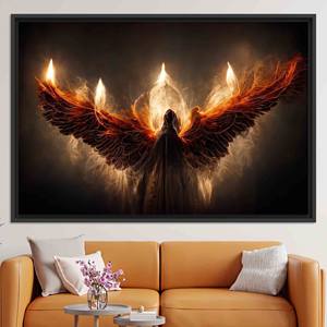 Tableau sur toile imprimé avec des ailes gothiques élégantes - Décoration d'intérieur gothique, toile encadrée noire - Product Image 1