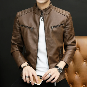 Chaqueta de Cuero Delgada para Hombre al por Mayor con Cuello Alto, Logotipo Frontal, Transpirable e Impermeable, Chaqueta de Invierno en Colores y Tallas Personalizadas - Product Image 6