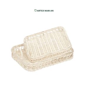 Plateaux de rangement en rotin avec poignées pour la maison, la cuisine et la salle de bain - Product Image 6