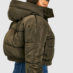 Chaqueta de Invierno para Mujer, Estilo Bomber, de Piel de Oveja, con Logotipo Personalizado, Acolchada, Impermeable, Servicio OEM, Chaqueta de Mezclilla - Product Image 2