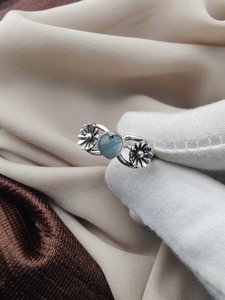 925 plata esterlina aguamarina corazón bisel ajuste anillo diseño Floral hecho a mano piedra preciosa Natural boda fiesta rodio plateado - Product Image 4