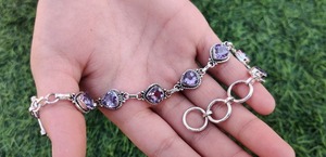 925 Solid Silver Classical <b>Bracelet</b> Jewelry For <b>Women</b> 925 Sterling Silver Amethyst Gemstone Boho Style Handmade <b>Bracelet</b> Gift - Product Image 2