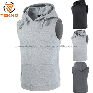 <b>Hoodie</b> <b>Sleeveless</b> Tank Tops Bodybuilding Custom Own Logo <b>Men</b> Muscle Cut Off Zip up High Quality <b>Sleeveless</b> Gym Hoodies OEM - Product Image 4