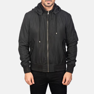 Blouson aviateur à capuche de haute qualité pour homme avec col montant Impression de logo personnalisé coupe-vent léger fin nylon/polyester pour l'hiver - Product Image 4