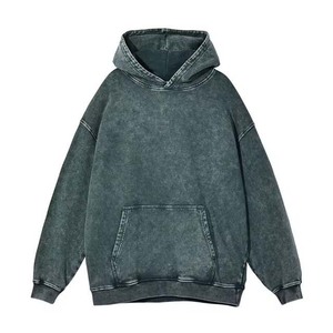 Pull surdimensionné Vintage délavé à l'acide à manches longues Logo personnalisé 100% coton sweats à capuche unis sweats vêtements pour hommes basiques - Product Image 1